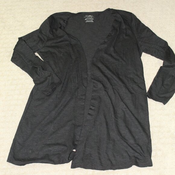 Chicos The Ultimate Tee Black Cardigan Slub Knit Open Front 0/S Petite - Picture 1 of 5